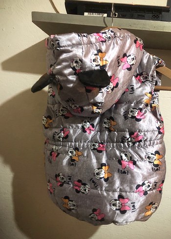 Kız Çocuk Gri Minnie Baskılı Fermuarlı Yelek - Görsel 2