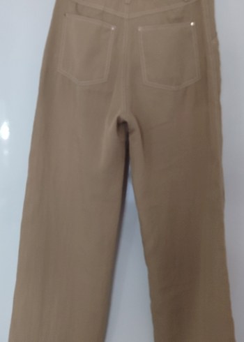 H&M Bej Kemerli Kadın Keten Kumaş Pantolon