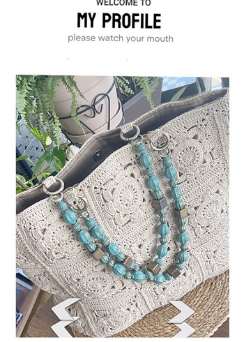El Yapımı Örgü Çanta Doğal Taş Askılı, Boho Tarz