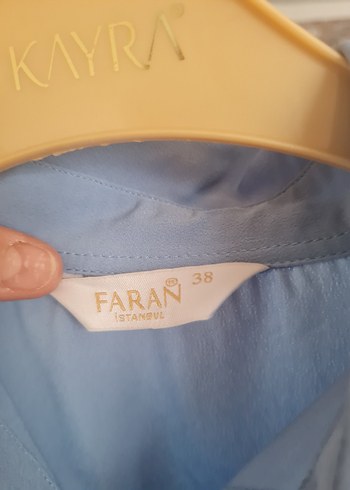 Mavi V Yakalı Düğmeli Kadın Gömlek - Görsel 4