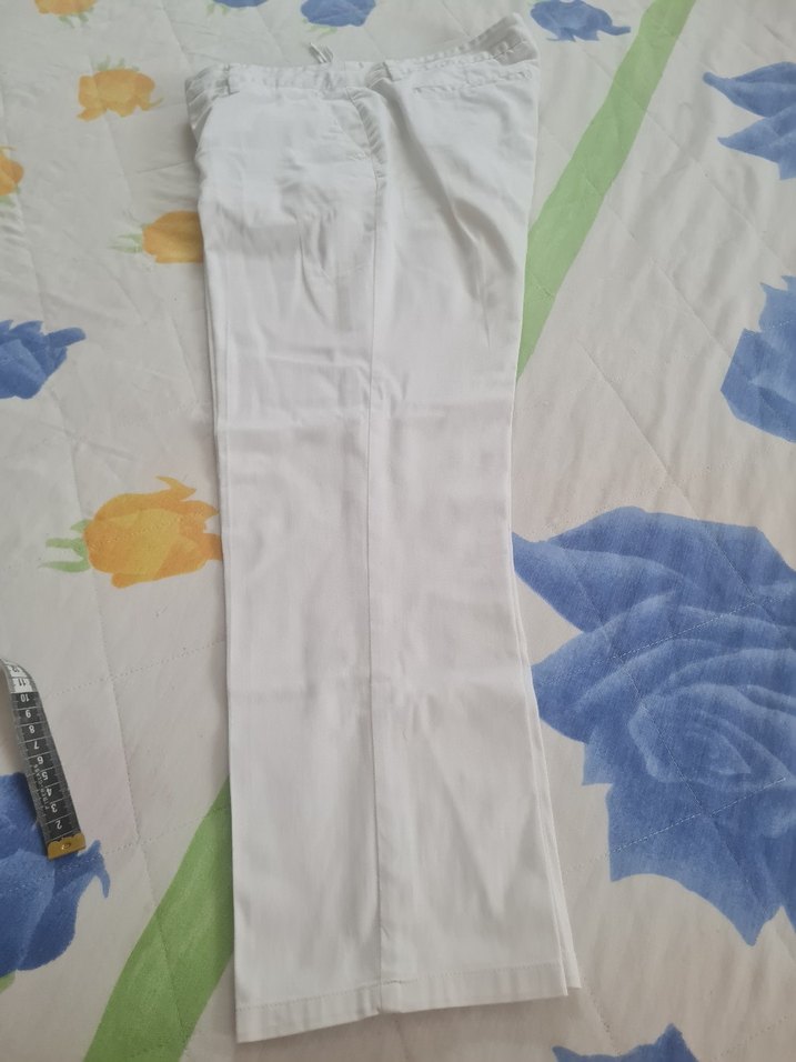 Beyaz Kadın Pamuk Kumaş Pantolon - Görsel 2