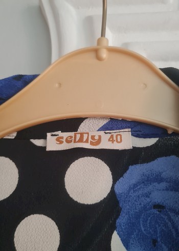 Mavi Çiçekli Puantiyeli Uzun Kadın Elbise - Görsel 6