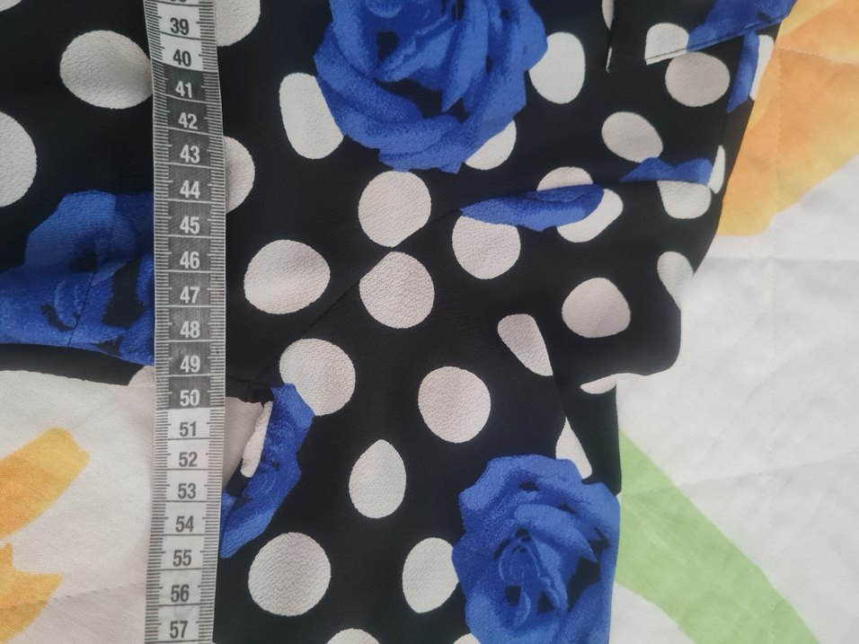 Mavi Çiçekli Puantiyeli Uzun Kadın Elbise - Görsel 5