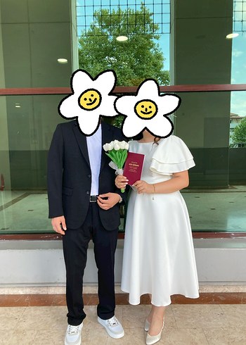 Beyaz Midi Nikah Elbisesi