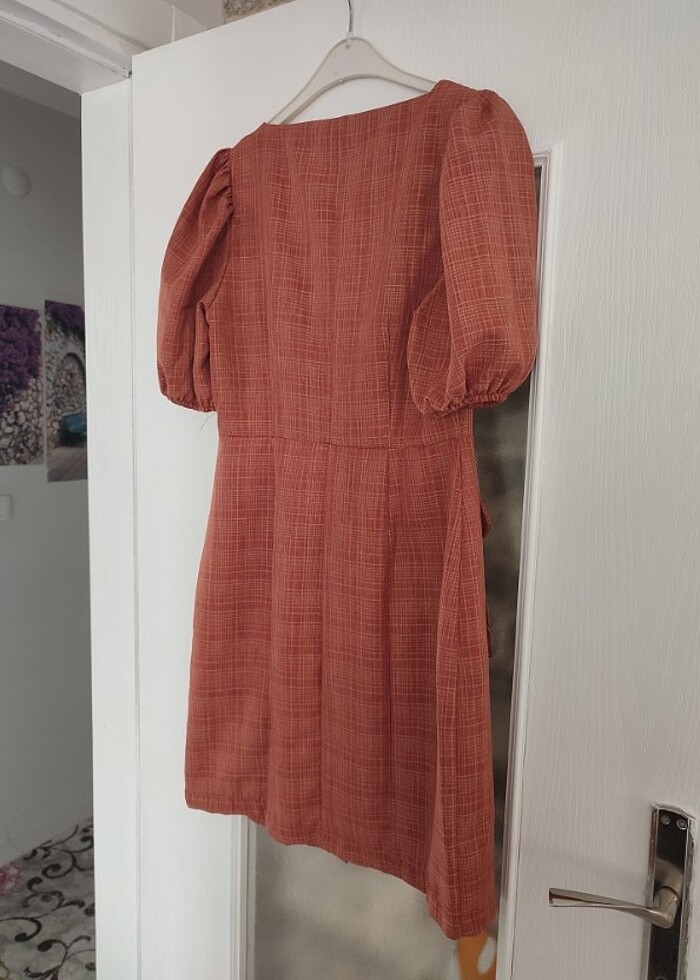 Trendyolmilla Kiremit Kare Yaka Elbise - Görsel 2