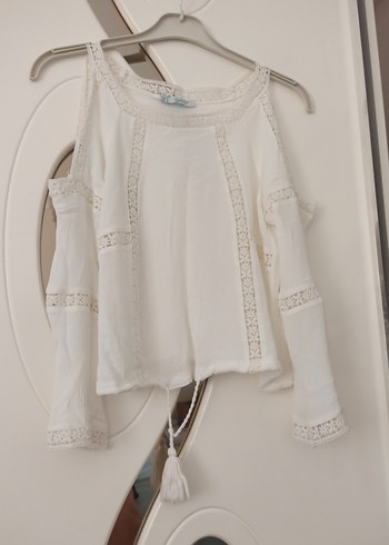Beyaz Dantel Detaylı Bohem Kadın Bluz - Görsel 6