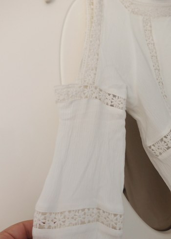 Beyaz Dantel Detaylı Bohem Kadın Bluz - Görsel 5