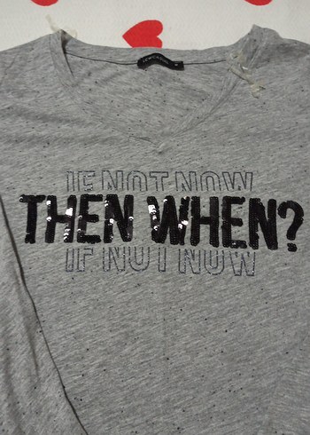 Gri Uzun Kollu Baskılı Tişört - Görsel 2