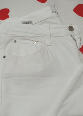 Beyaz Kadın Kot Pantolon - Görsel 2