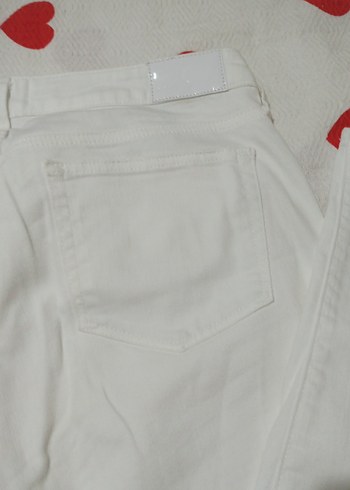 Beyaz Kadın Kot Pantolon - Görsel 5