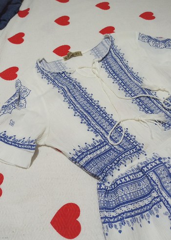 yarım kollu diz hizasında belden lastikli elbise - Görsel 2