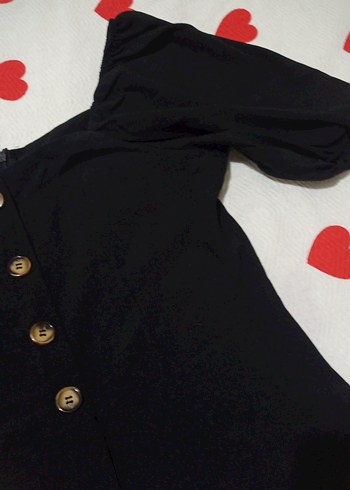 Düğmeli siyah elbise - Görsel 4