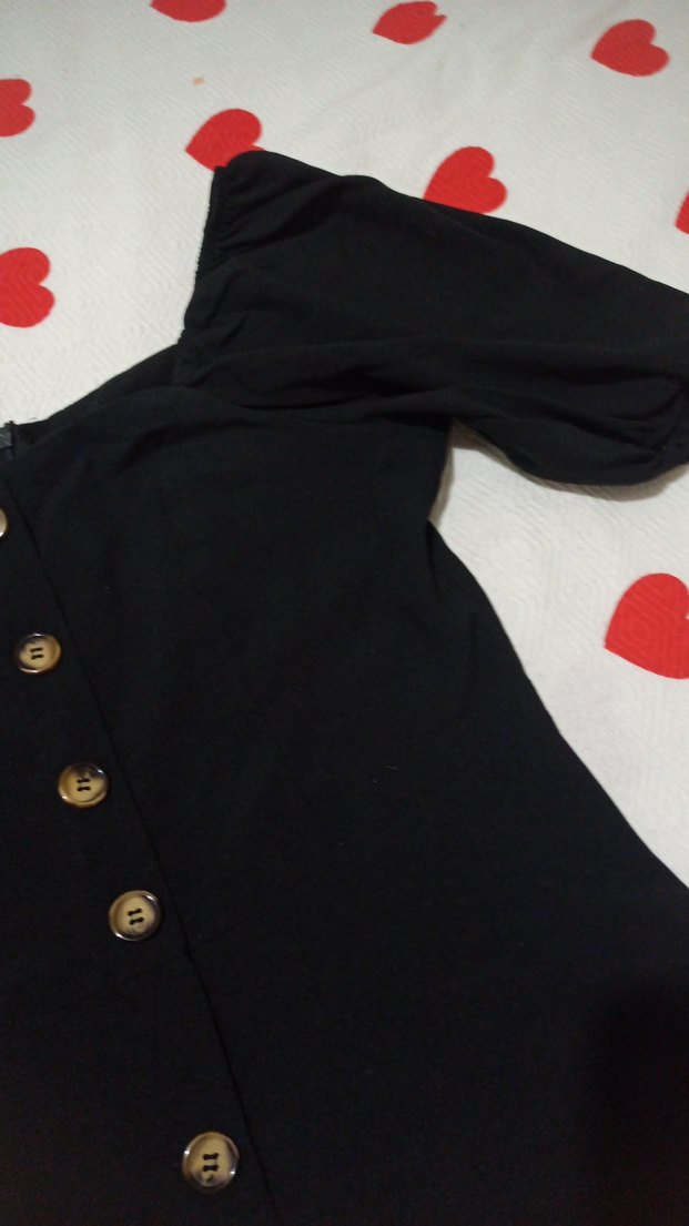 Düğmeli siyah elbise - Görsel 4