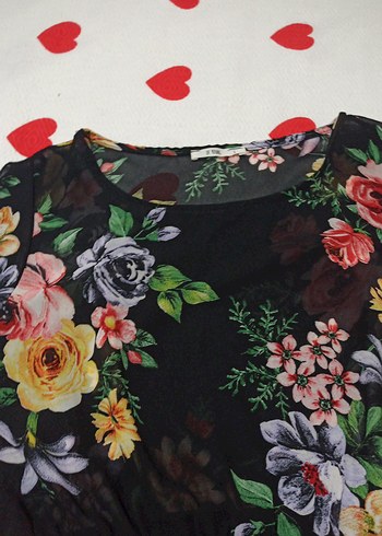 Çiçek Desenli Renkli şifon  Elbise - Görsel 2