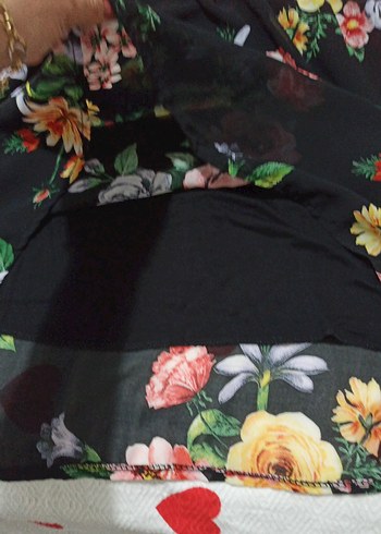 Çiçek Desenli Renkli şifon  Elbise - Görsel 4