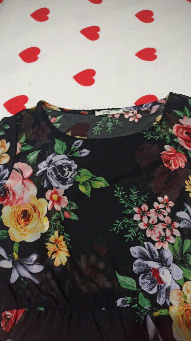 Çiçek Desenli Renkli şifon  Elbise - Görsel 2