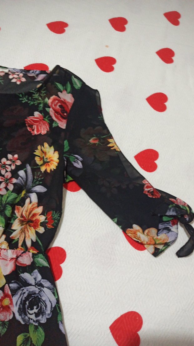 Çiçek Desenli Renkli şifon  Elbise - Görsel 3