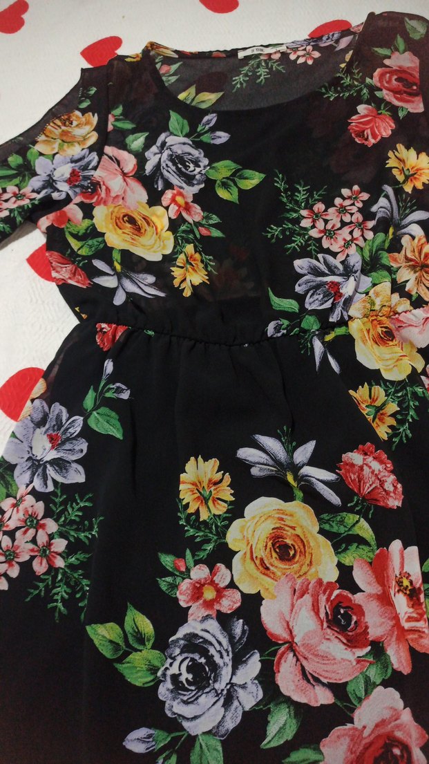 Çiçek Desenli Renkli şifon  Elbise - Görsel 5