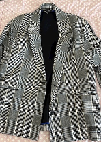 Zara Gri Ekose Blazer Ceket
