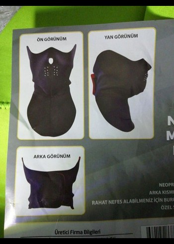 Siyah Neopren Motorcu Maskesi Velcro Bantlı - Görsel 2