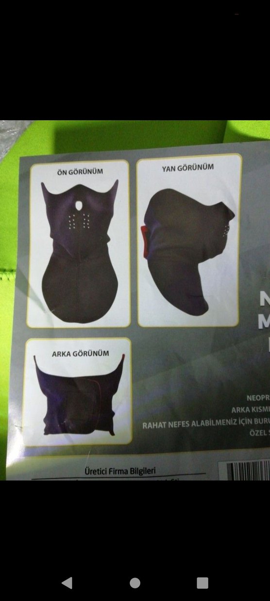 Siyah Neopren Motorcu Maskesi Velcro Bantlı - Görsel 2