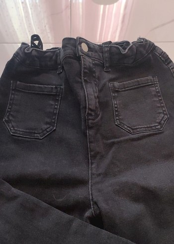 13-14 Yaş Beden Siyah Kadın Regular Fit Denim Jean