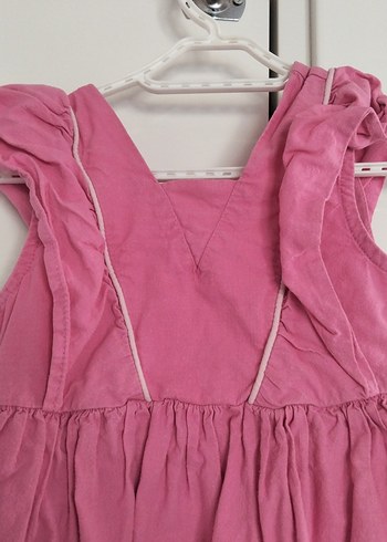 LC Waikiki Pembe Kolsuz Keten Kız Elbisesi