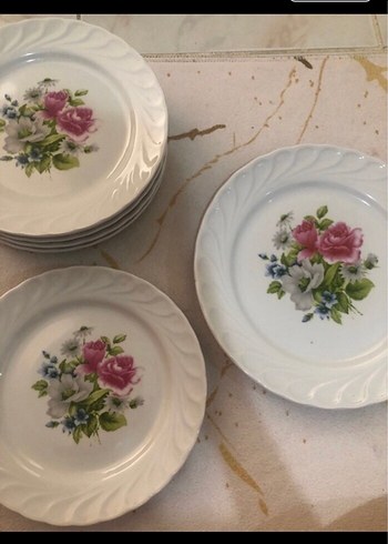 Koyu Desenli Beyaz Yemek Tabağı Seti - Görsel 2