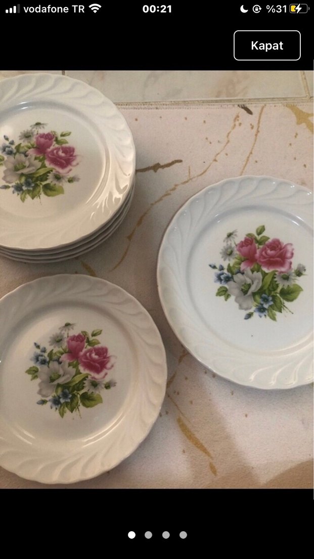 Koyu Desenli Beyaz Yemek Tabağı Seti - Görsel 2