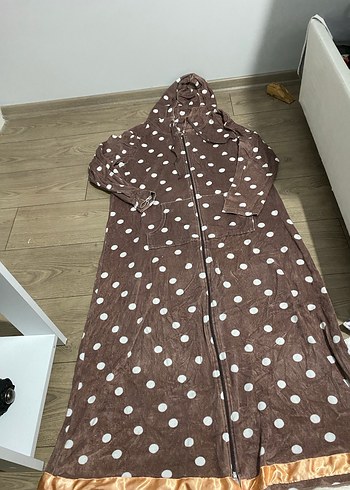 Diğer Kapüşonlu Kahverengi Puantiyeli Hamile Ceketi