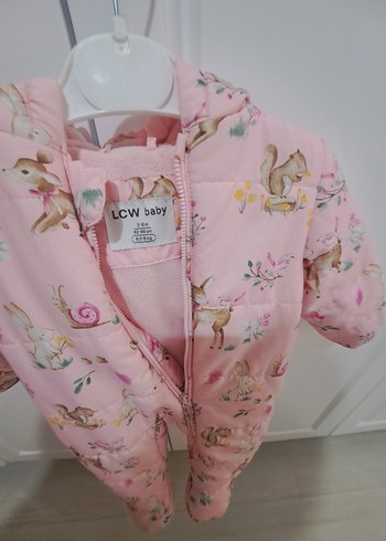 Kapüşonlu Pembe Bebek Tulum - Görsel 3