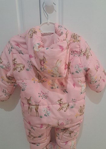 Kapüşonlu Pembe Bebek Tulum - Görsel 2