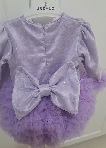 Uzun Kollu Mor Kız Çocuk Fırfırlı Elbise - Görsel 2