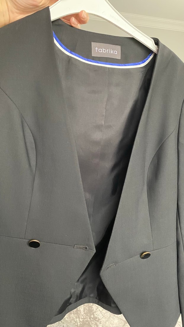 Siyah Kadın Ofis Blazeri, Düğmeli, Normal Boy - Görsel 3