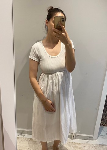 Beyaz Midi Günlük Elbise