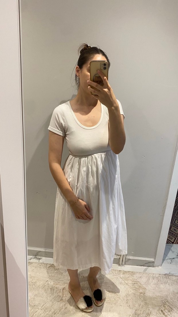 Beyaz Midi  Günlük Elbise - Görsel 2