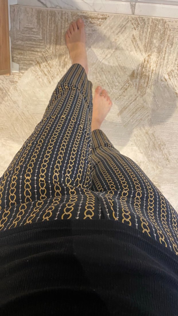 Zincir Detaylı  Desenli Kadın Kumaş Pantolon - Görsel 2