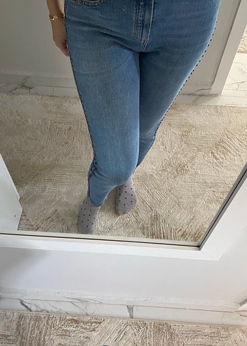 40 Beden mavi Renk Mavi Kadın Normal Boy Dar Kesim Denim Jean