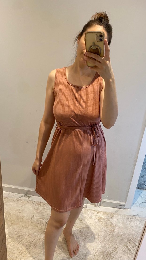 Kuşaklı, Midi Boy, Kolsuz Hamile Elbisesi veya günlük elbise - Görsel 3