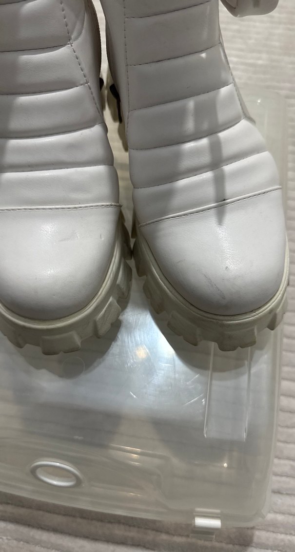 Tokalı Beyaz Platform Topuklu Kadın Bot - Görsel 2