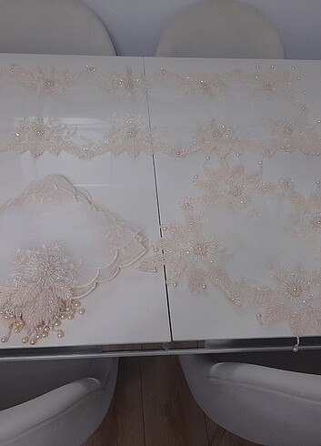 Fransız boncuk güpür set - Görsel 5