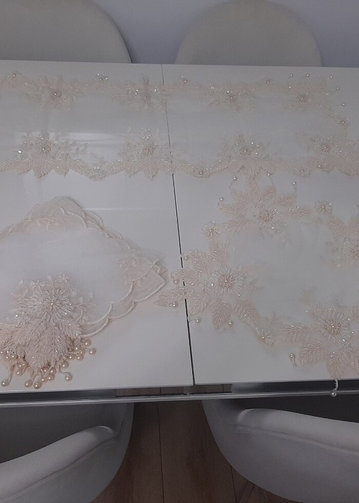 Fransız boncuk güpür set - Görsel 5