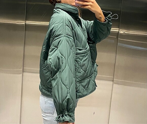 xs Beden zara yeşil mevsimlik mont