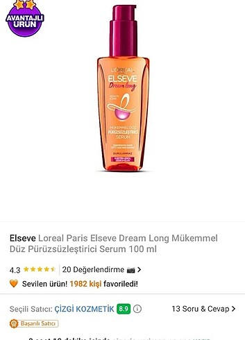 Elseve dream long saç bakım yağı 