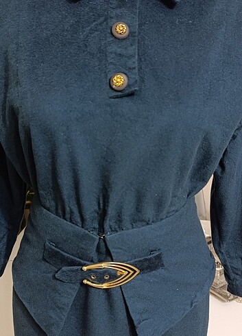 m Beden yeşil Renk 1980 ler yün #vintage elbise