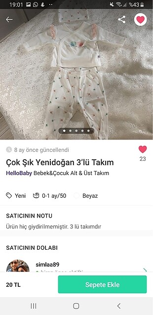 3 Ay Beden beyaz Renk Birden fazla benek kıyafeti