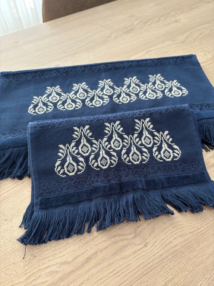 Lacivert Nakışlı Havlu - Görsel 5