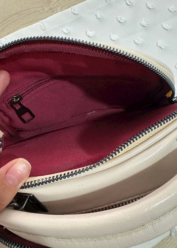 Bej Deri Kadın El Çantası Fermuarlı - Görsel 5