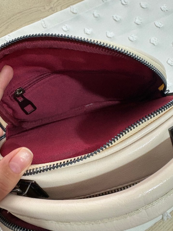 Bej Deri Kadın El Çantası Fermuarlı - Görsel 5