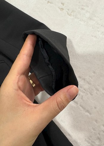 Düğmeli Siyah Midi Kadın Blazer Ceket - Görsel 4